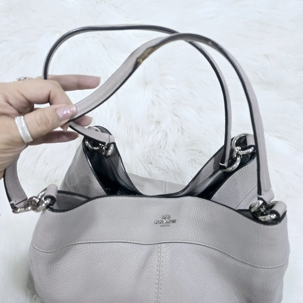 Coach Lexy Shoulder Beige Leather Purse